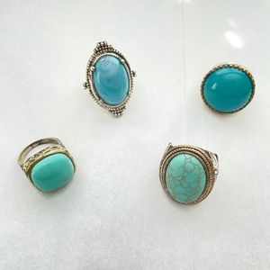 Lot of 4 Turquoise Rings